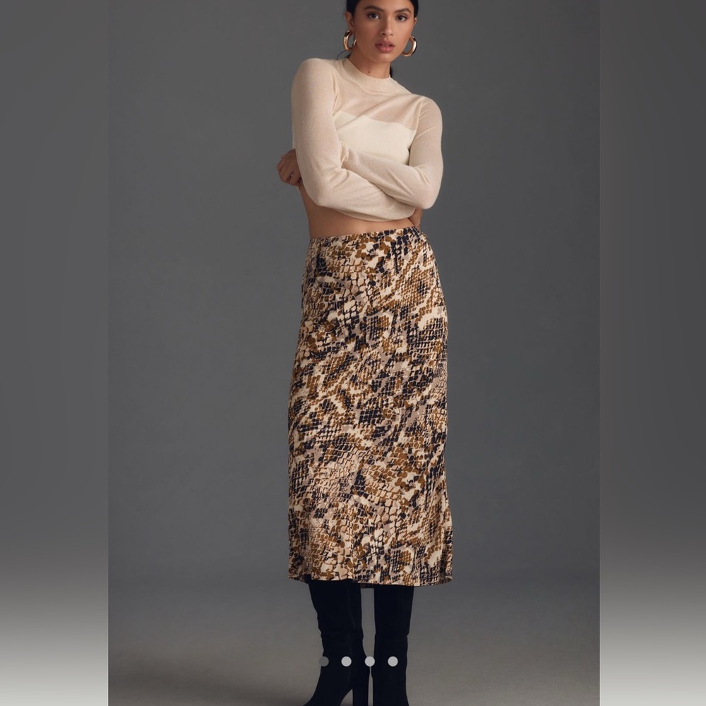 Anthropologie Tilda Midi Slip Skirt